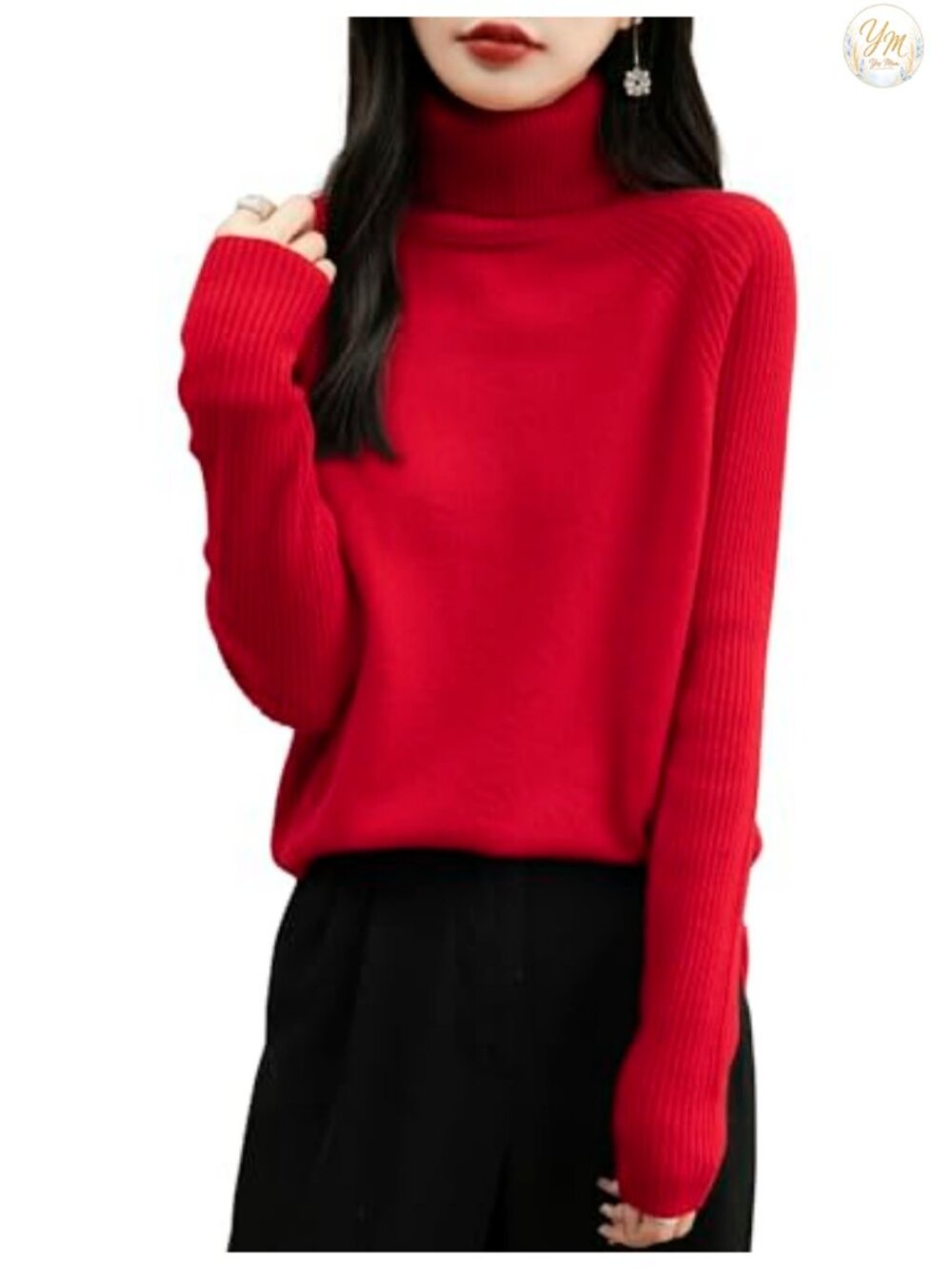 Women's 100% Merino Wool Turtleneck Sweater, Long Sleeve Pullover, Fall Winter